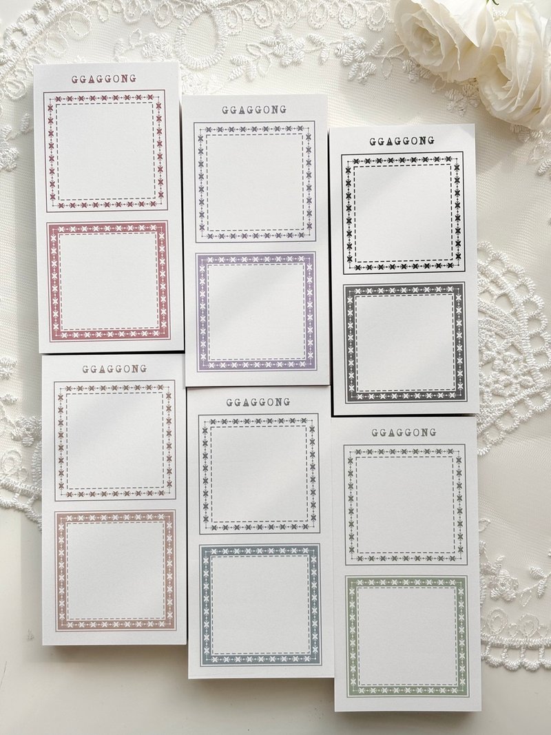 方形框架纸 - 柔和色彩 6 种套装 - 便条纸/标签贴 - 纸 