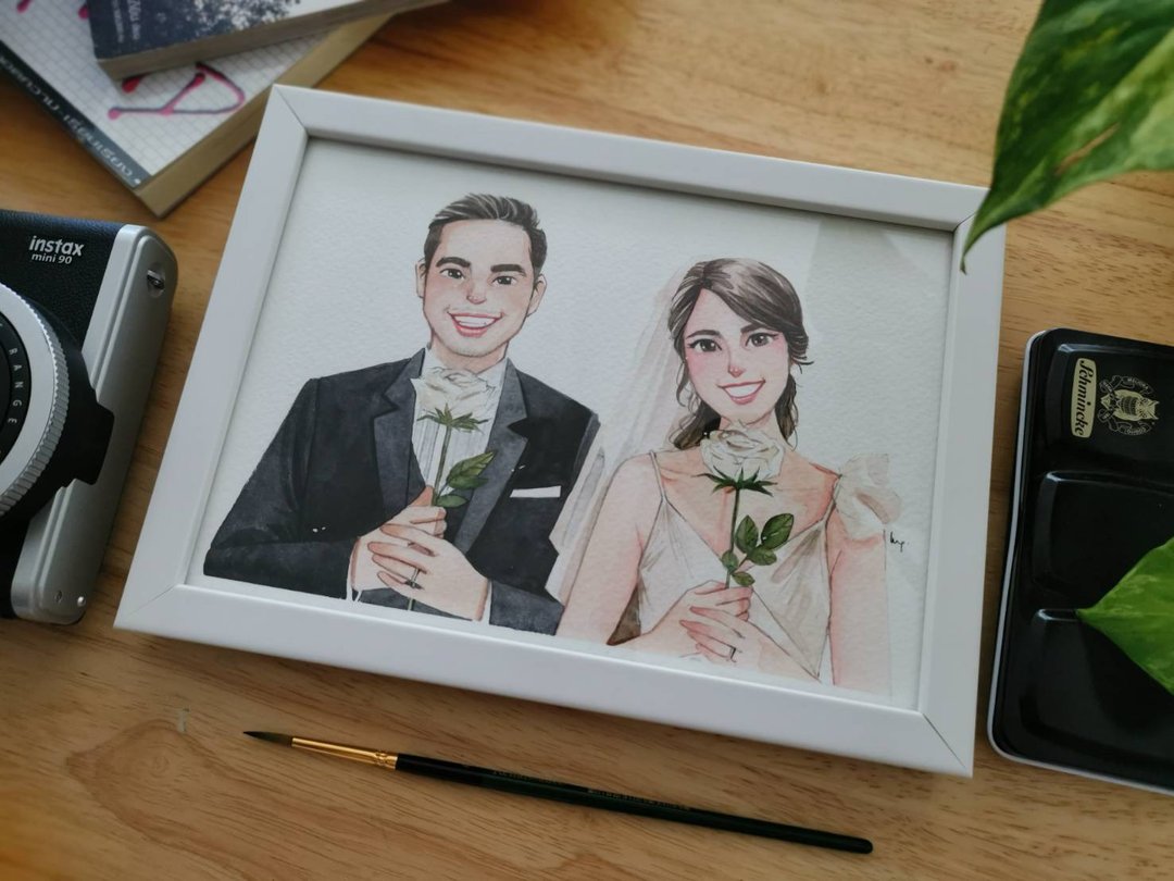 Wedding Drawing / customized watercolor portrait - 订制画像 - 纸 