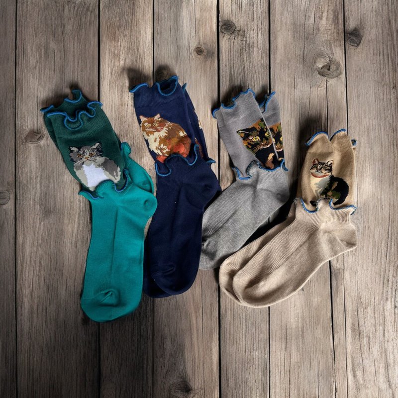独一无二猫咪袜 - 袜子 - 棉．麻 多色