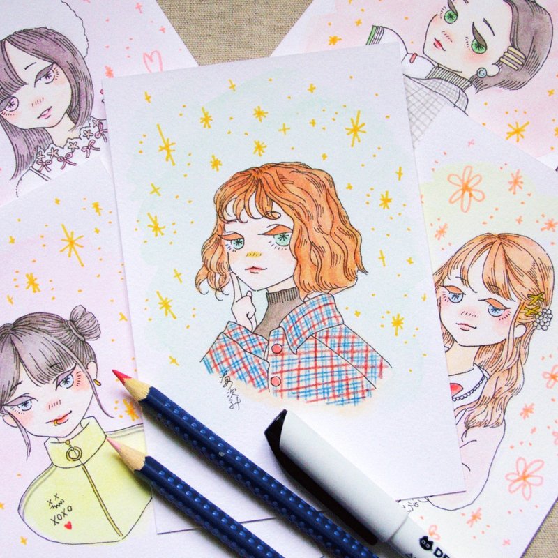 【定制化】日本 Q版 似颜絵 人物画 人像画 肖像画 生日卡 小礼物 - 订制画像 - 纸 多色