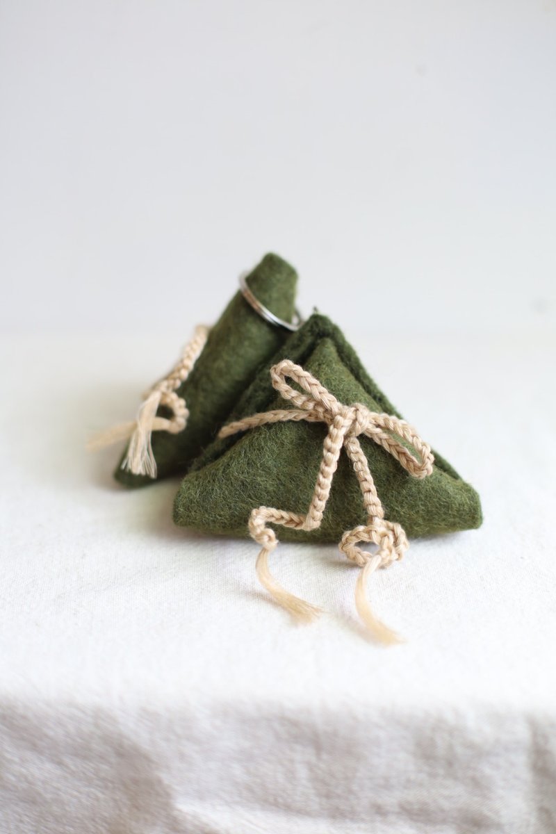 羊毛出在羊山上 端午节 粽子 包粽 考试 羊毛毡钥匙圈 - 钥匙链/钥匙包 - 羊毛 绿色