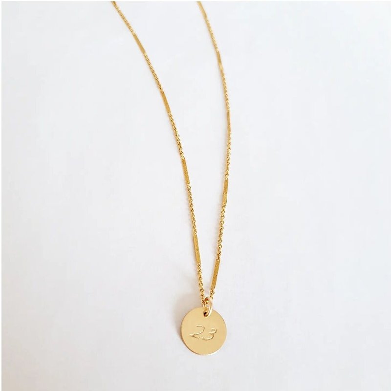 Number (number) 2-digit plate long necklace - 项链 - 其他金属 金色