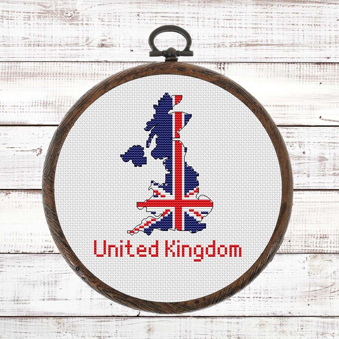 英国地图十字绣图案现代，英国国旗 Xstitch PDF - 手工艺教程/工具书 - 其他材质 