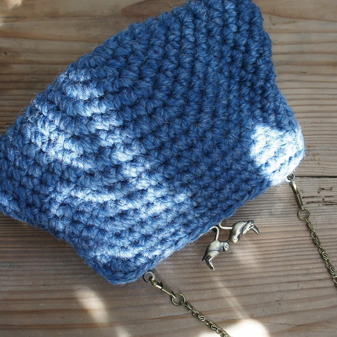 Ba-ba handmade ☆ crochet petit-bag (No. C 1042) - 手提包/手提袋 - 其他材质 蓝色