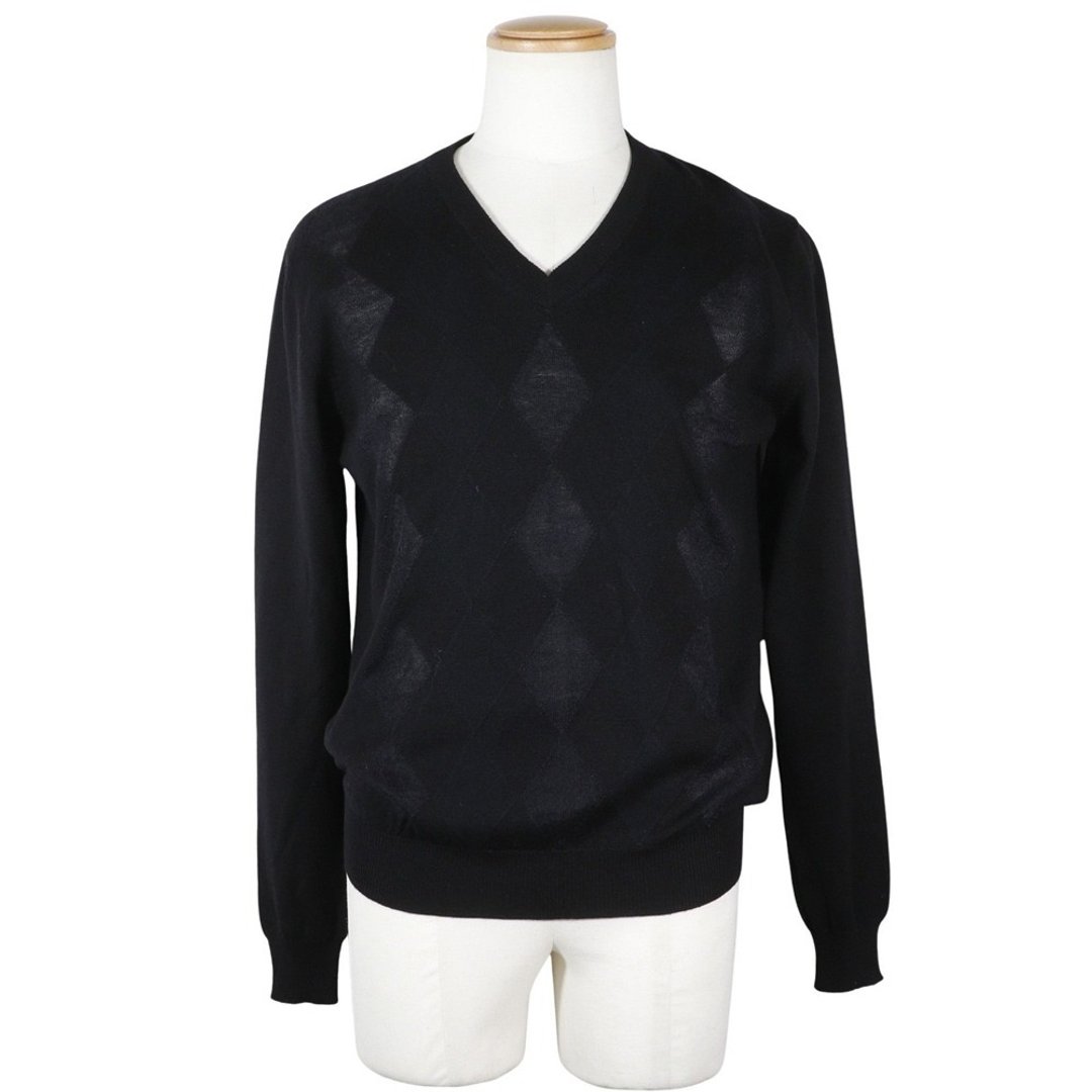 【日本直送】PRADA 普拉达 Argyle 针织衫 LAY032872 羊毛×尼龙×喀什米尔 黑色 男款【二手】 - 男装针织衫/毛衣 - 羊毛 黑色
