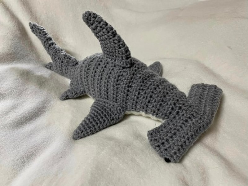 Crochet Sea Creatures Hammerhead shark Amigurumi - 编织/刺绣/羊毛毡/裁缝 - 棉．麻 灰色