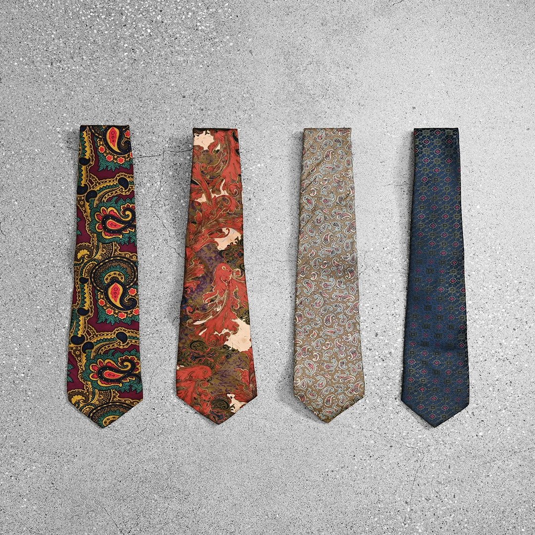 Vintage Tie 复古领带 / 古董领带、丝巾搭配、古着方巾穿搭 - 领带/领带夹 - 丝．绢 蓝色