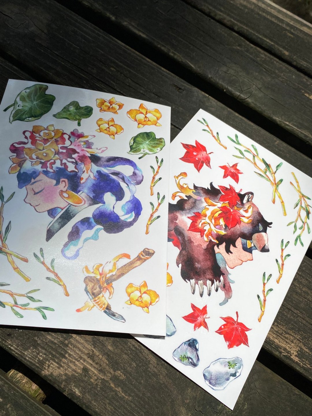 【卷毛胡子工作室】原创水彩手绘贴纸||天界气息 - 贴纸 - 塑料 咖啡色