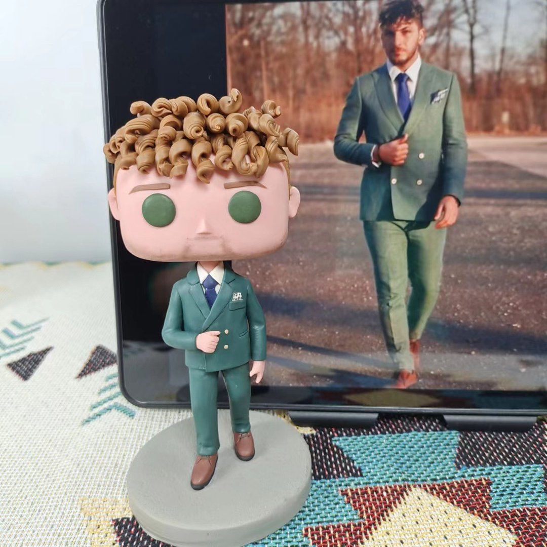 纯手工定制美国Funko Pop 自画肖像公仔娃娃男朋友老公生日礼物 - 玩偶/公仔 - 粘土 多色
