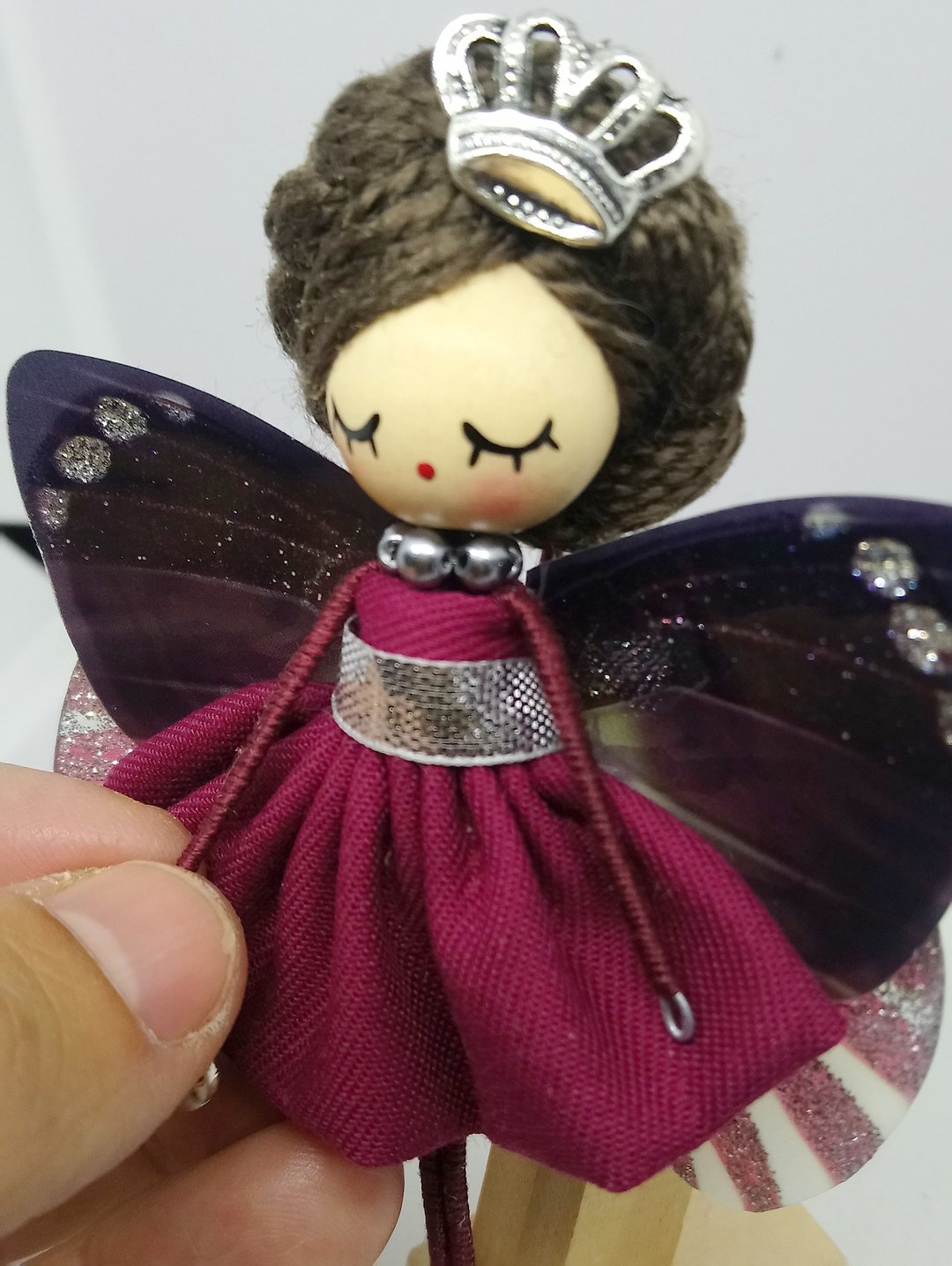 Brooch doll Fairy - 胸针 - 木头 灰色