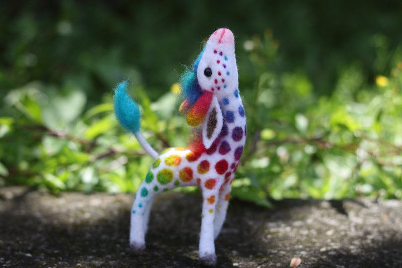 鲜艳色迷你长颈鹿 高15cm 订制款 - 摆饰 - 羊毛 多色