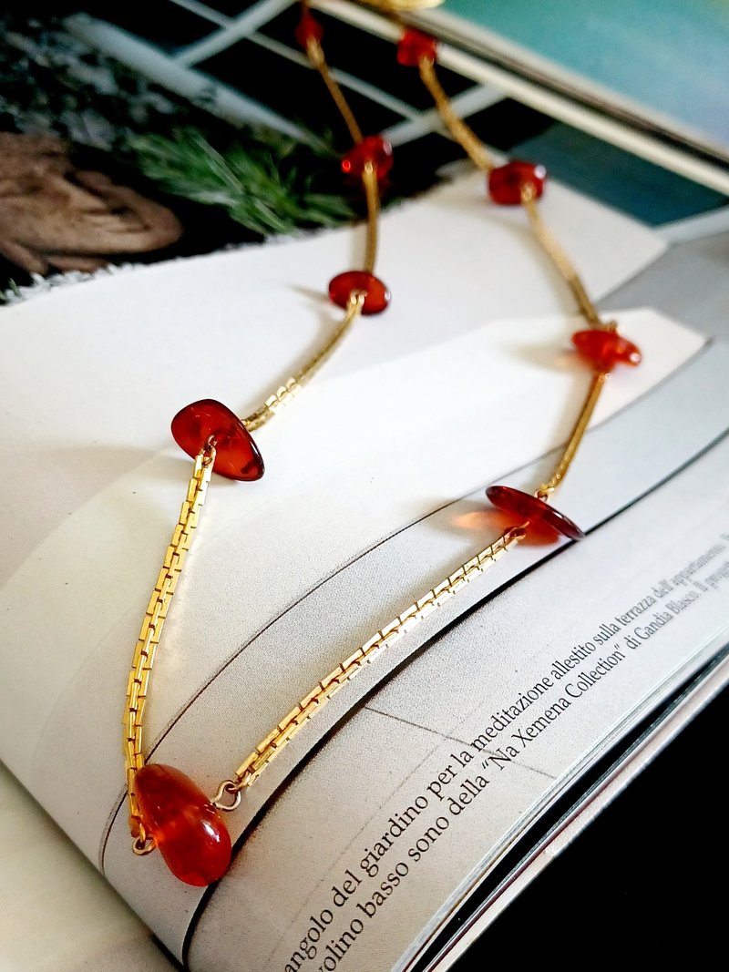 Avintage jewelry  Les Bernard 金色仿琥珀 项链 - 项链 - 其他金属 