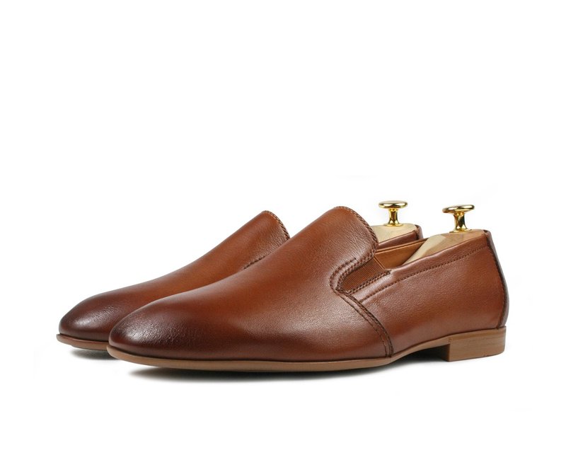 真皮熏黑乐福鞋-678A-2 - 男款牛津鞋/乐福鞋 - 真皮 咖啡色