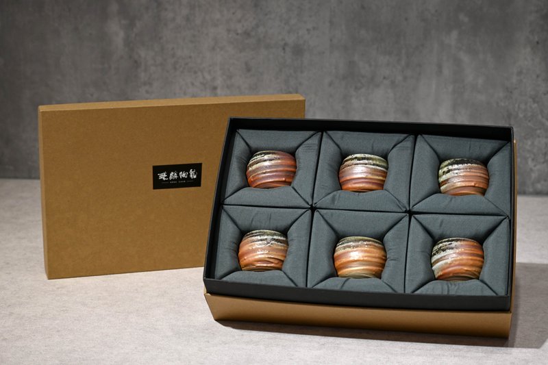 | 60cc |柴烧茶杯六入礼盒手作杯 茶杯【臻麟陶艺】 - 茶具/茶杯 - 陶 