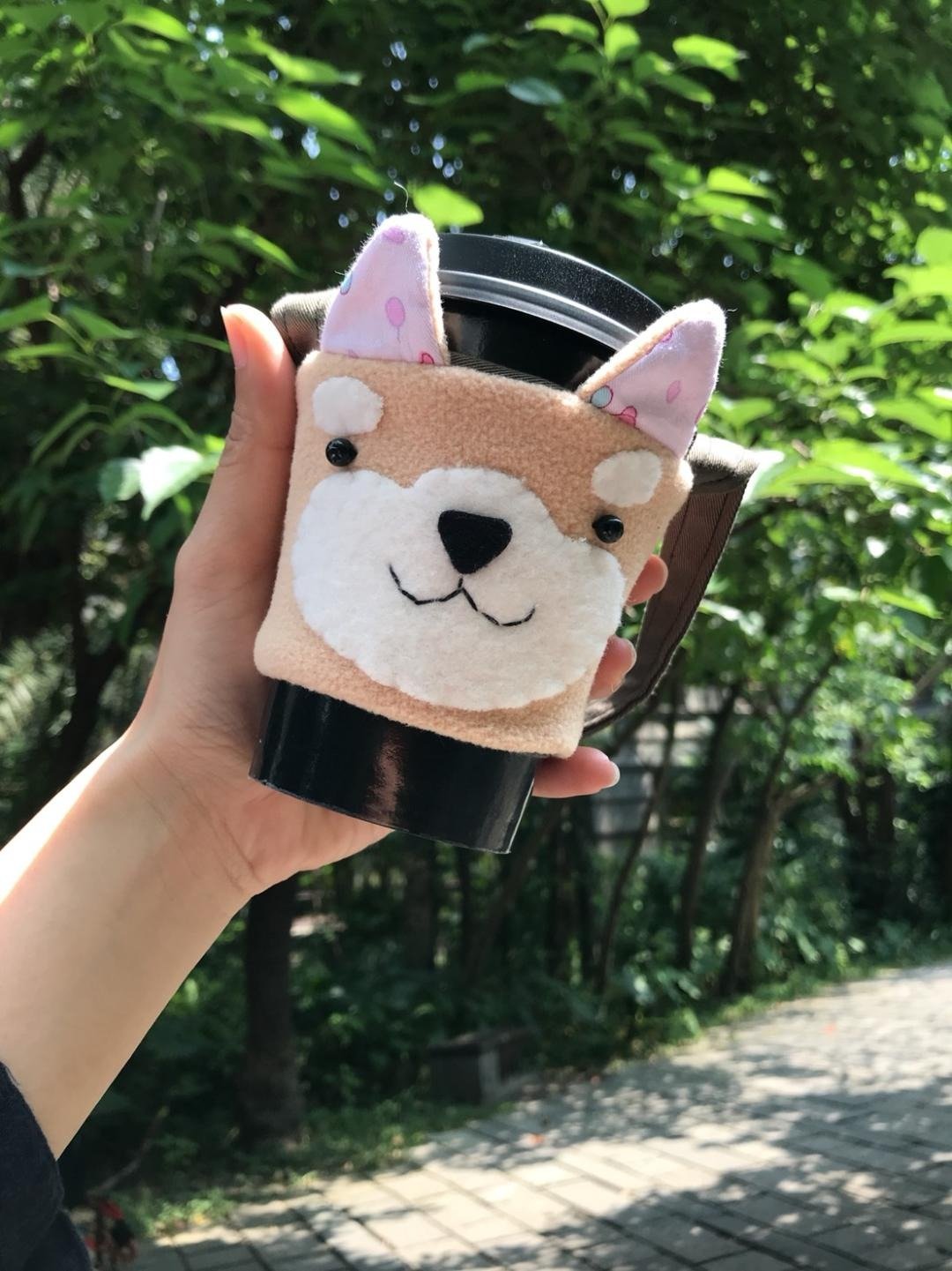 柴犬环保杯套.饮料杯套.提袋 - 随行杯提袋/水壶袋 - 棉 
