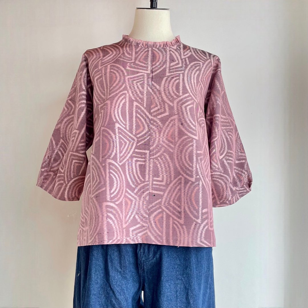 Pinkoi 代购 - 荷叶边领罩衫【含运】和服改造 粉色 - 女装上衣 - 棉 粉红色