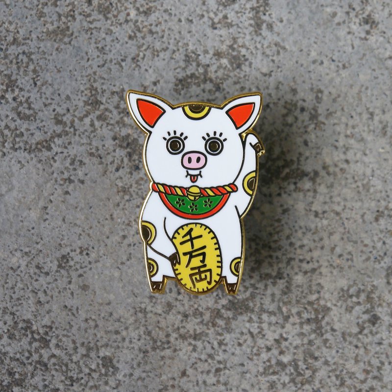 Maneki Buta 日本招财猪 珐琅别针 金属徽章 限量100个 - 胸针 - 珐琅 多色