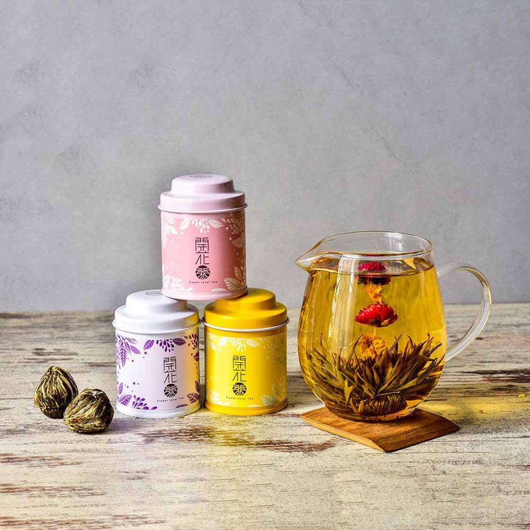 【开花茶】工艺花茶_会开花的茶_【3入】精致罐装礼盒 - 茶 - 新鲜食材 黄色