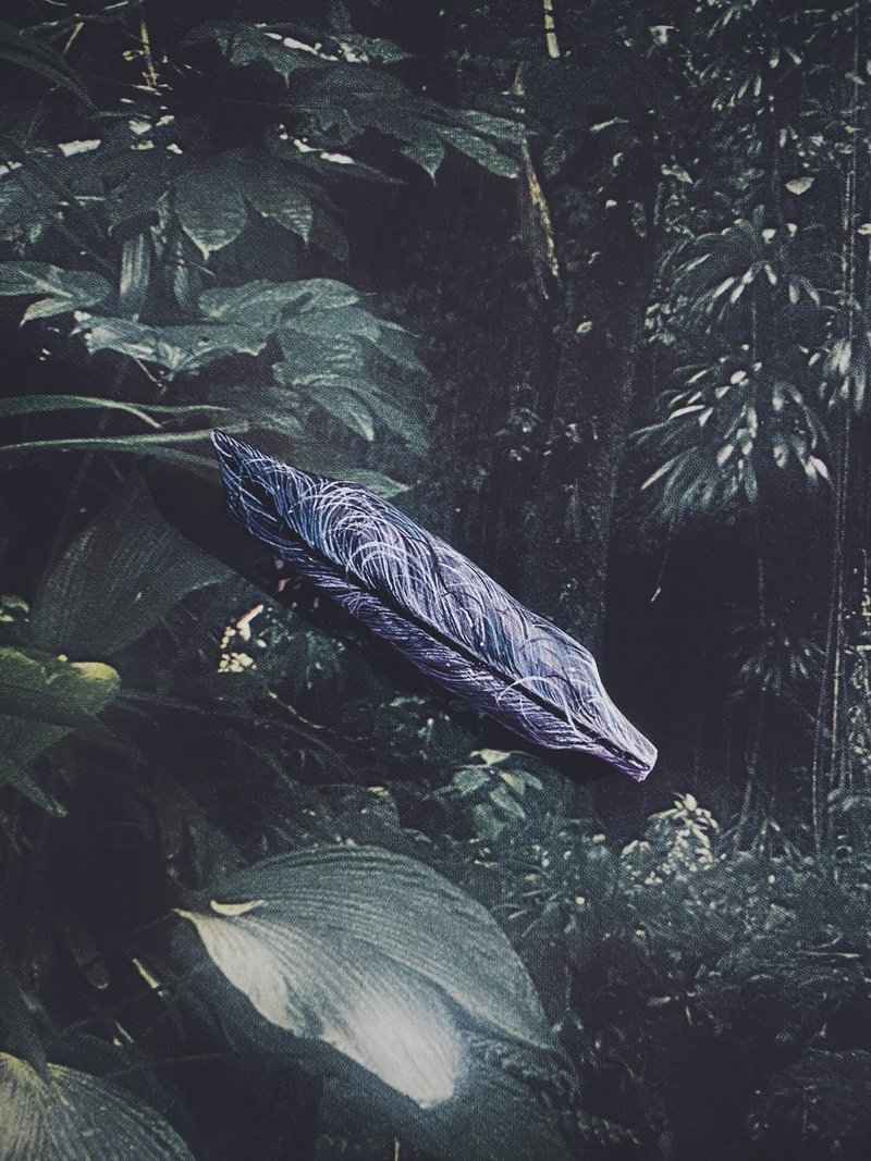 木刻手绘坠饰 - 羽毛 - 其他 - 木头 黑色