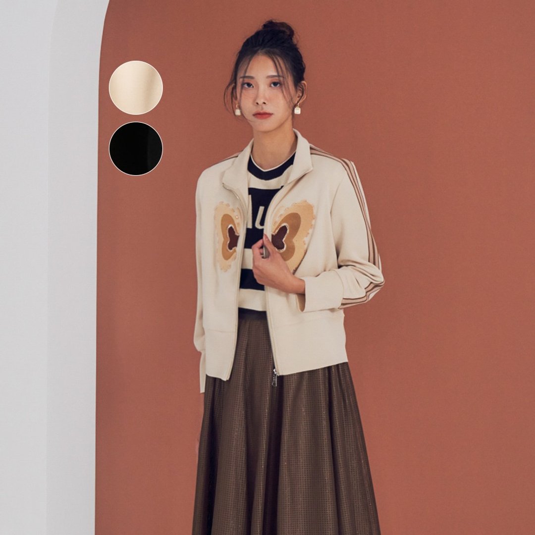 【MEDUSA】蝴蝶织带运动外套 - 2色(F) | 女外套 女夹克 - 女装休闲/机能外套 - 棉．麻 卡其色