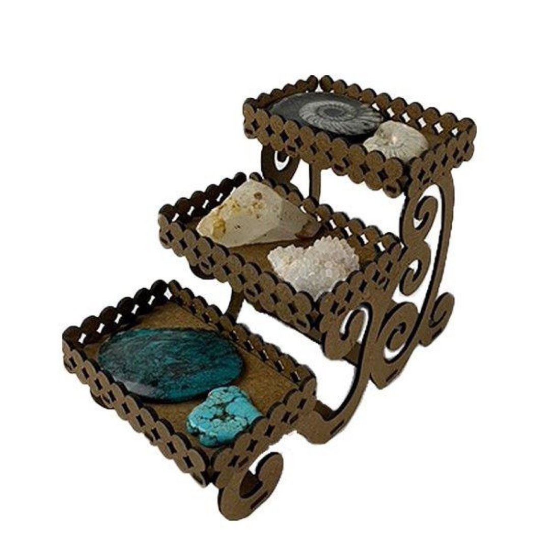 3-tier display L wooden - 收纳用品 - 木头 咖啡色