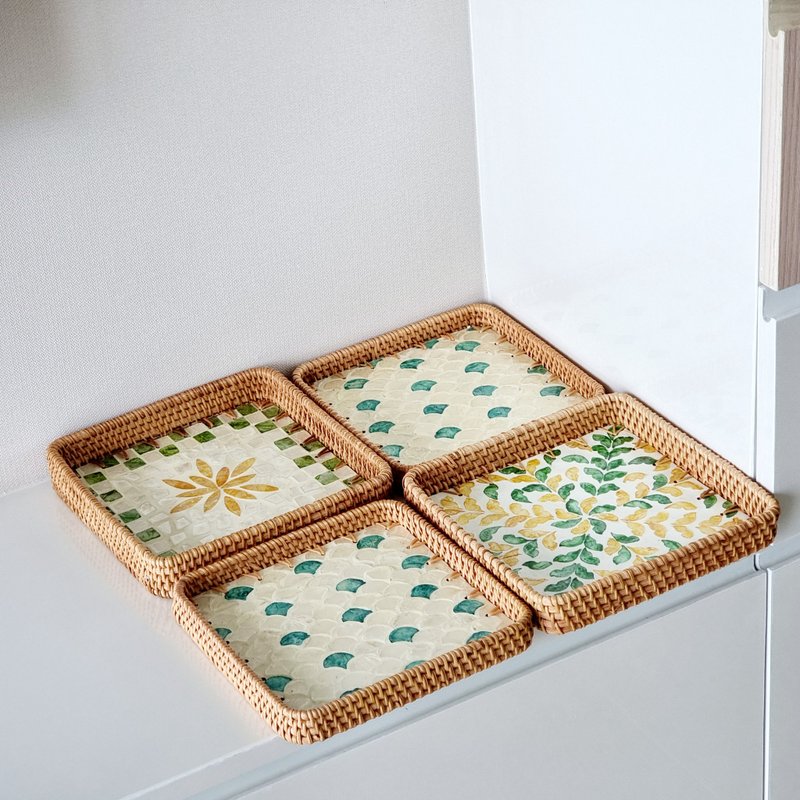 长方形树脂藤托盘（粗藤） - 盘子/餐盘/盘架 - 木头 咖啡色