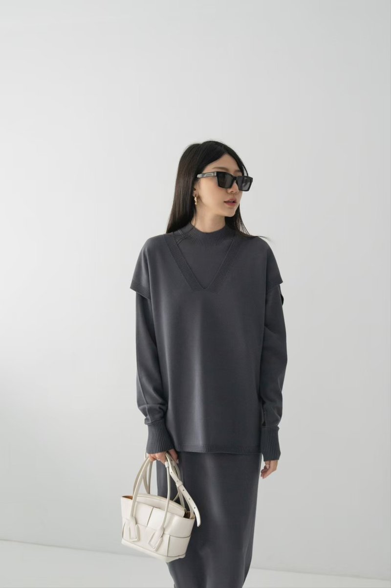 Whole Garment Knit Vest - 女装上衣 - 其他材质 