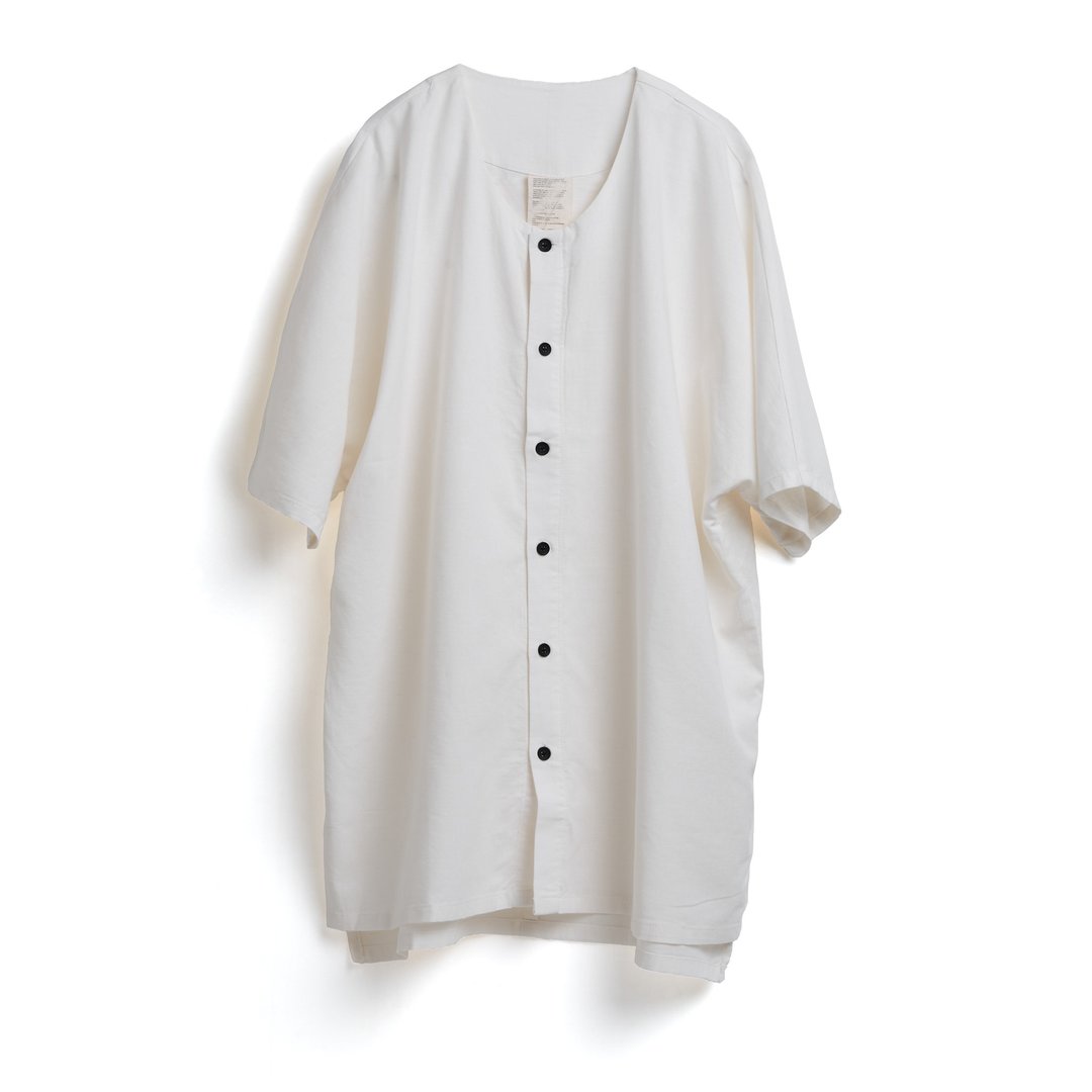 Collarless Shirt - 男装衬衫 - 棉 白色