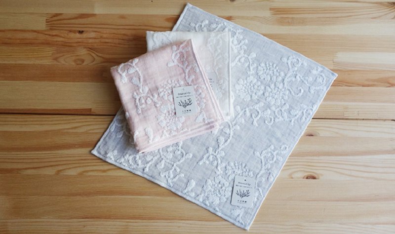 地球树公平贸易fair trade--植物模纱缇花图案洗脸方巾 - 毛巾浴巾 - 棉．麻 