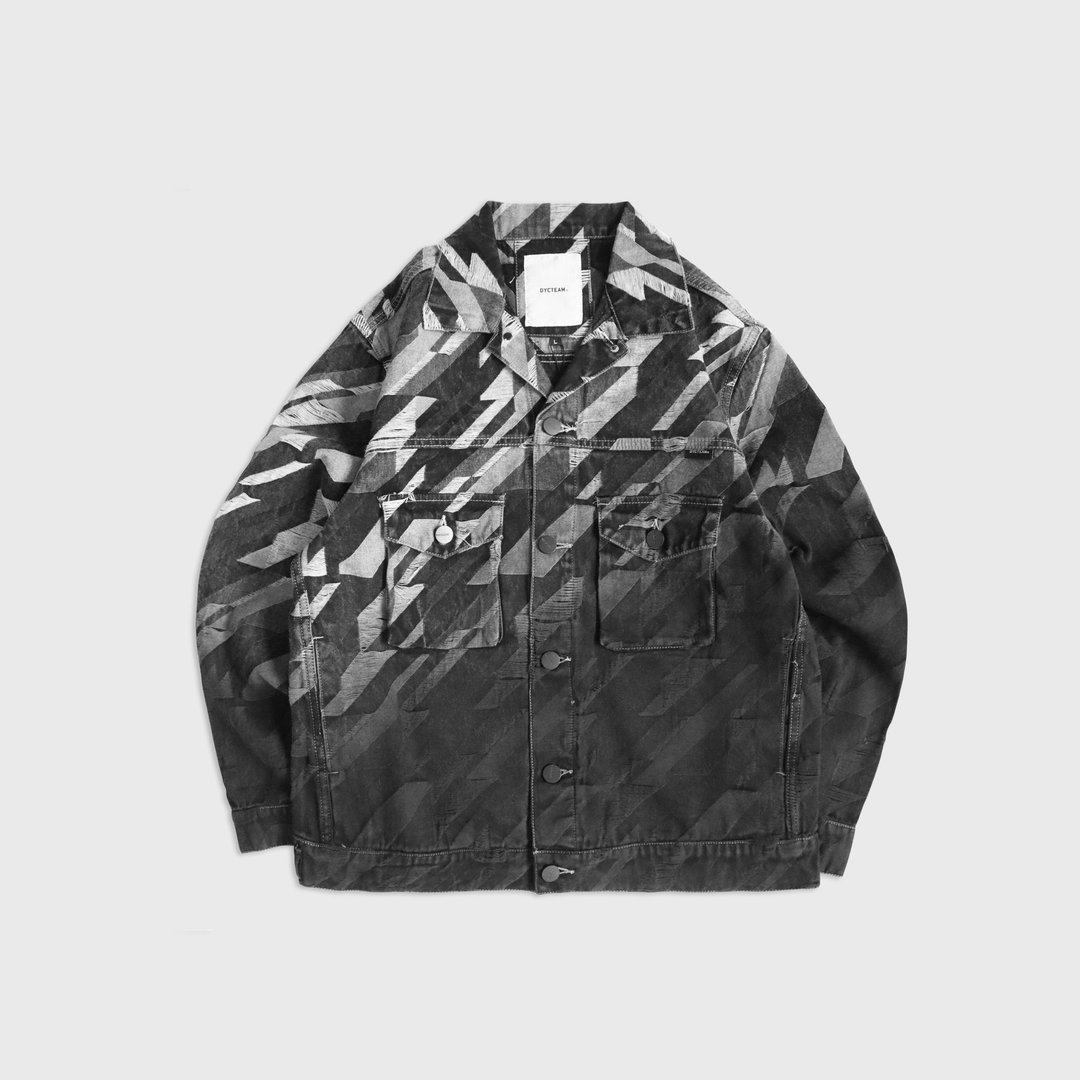 DYCTEAM - houndstooth pattern gradient jacquard jacket (blac - 男装外套 - 棉 黑色