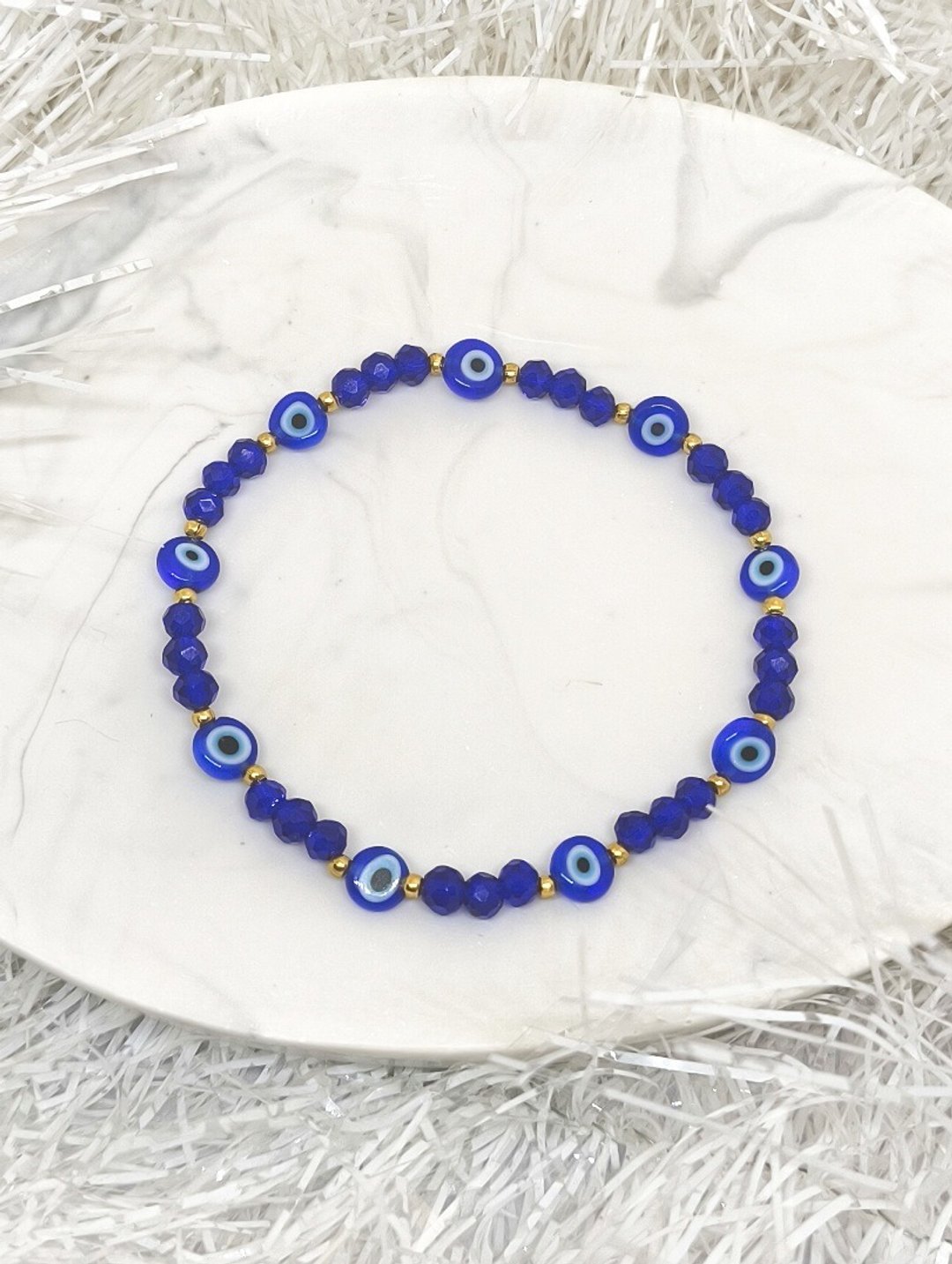 蓝色水晶 Evil Eye 手链 2 - 手链/手环 - 玻璃 蓝色