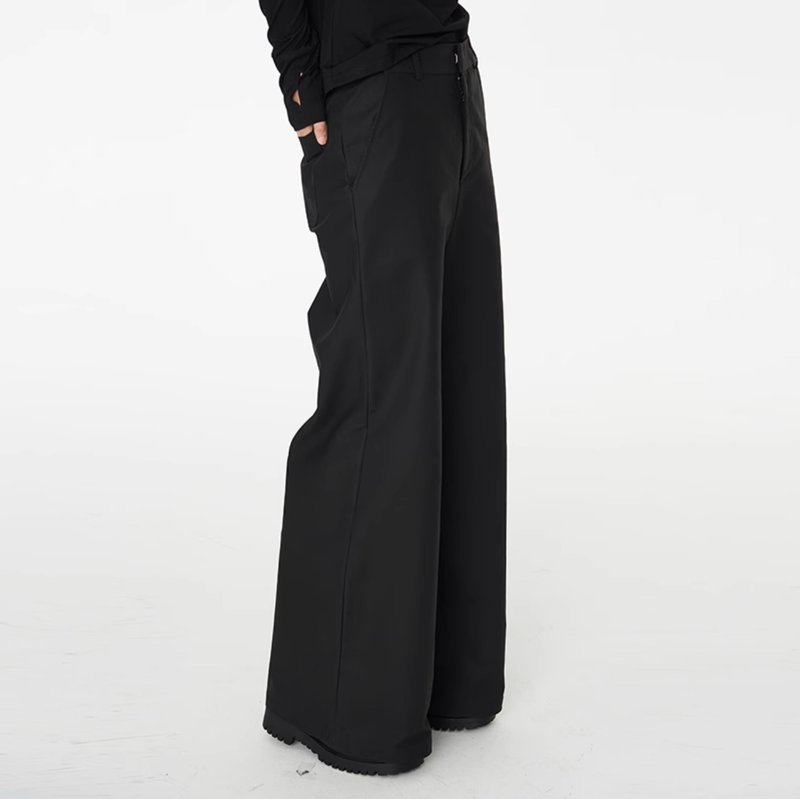 EMBLEM 细腻平纹阔腿裤 - 女装长裤 - 其他材质 黑色