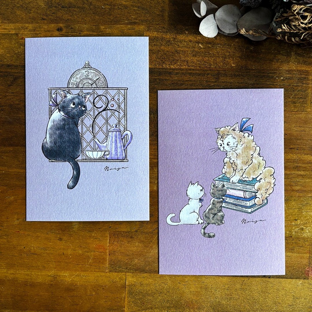 006_postcard_明信片【黑猫 Kiel 的电梯】【故事】 - 卡片/明信片 - 纸 白色