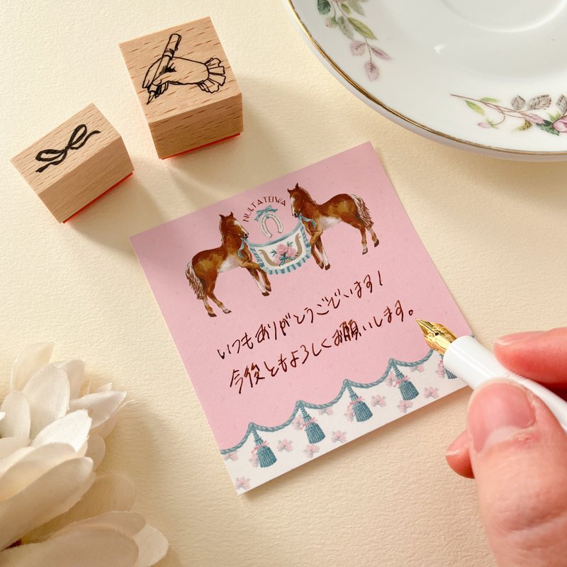 迷你便条纸 - 马与流苏 - 信封/信纸 - 纸 粉红色