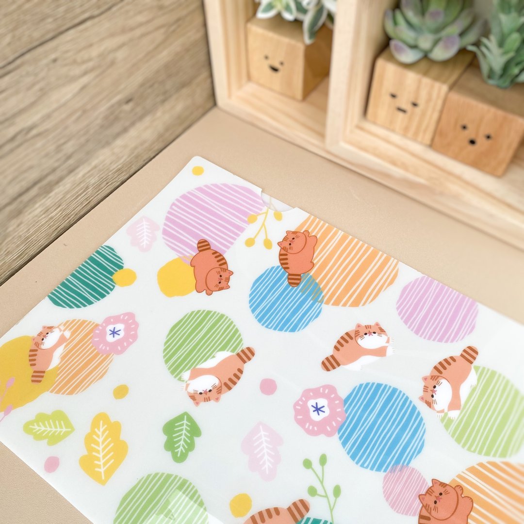 【Hajima Studio】异短猫猫A4胶Folder 资料夹 - Colorful Meow - 文件夹/资料夹 - 塑料 橘色