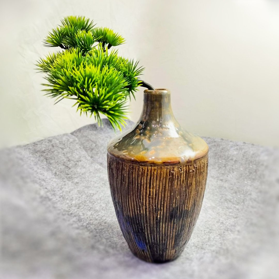 松鸢琉璃 电烧 手工创意茶席花器 摆饰 花瓶 - 花瓶/陶器 - 陶 咖啡色