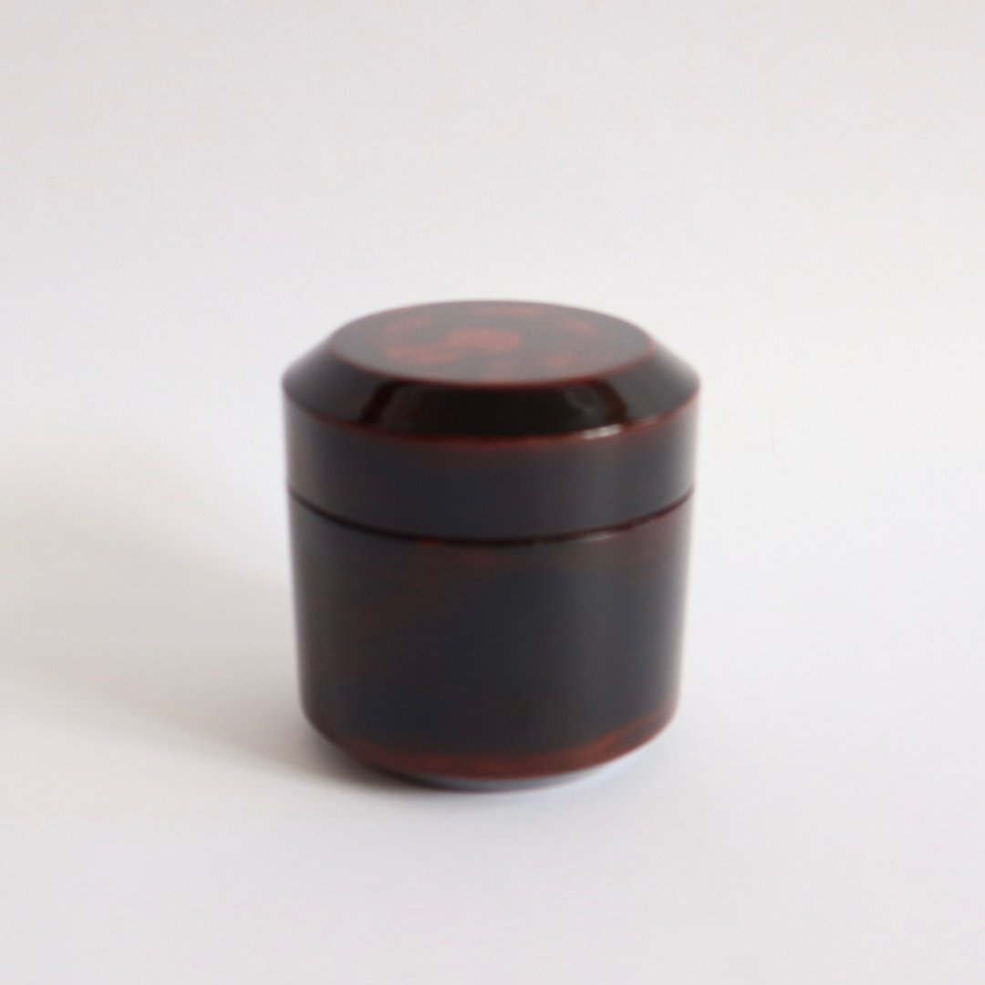 漆器茶器 外曙内刷毛涂 枣型茶罐 附桐木盒 - 其他 - 木头 黑色