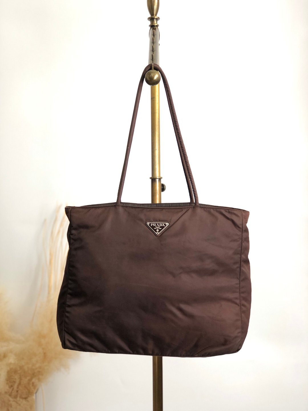 【日本直送 名牌中古包】PRADA 普拉达 托特包 棕色 三角标志 尼龙 vintage 古着 nda4br - 手提包/手提袋 - 尼龙 咖啡色