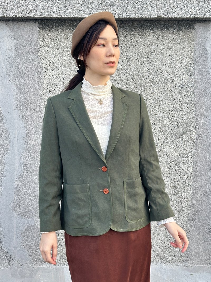 墨绿古着西外 - 女装休闲/机能外套 - 其他材质 绿色