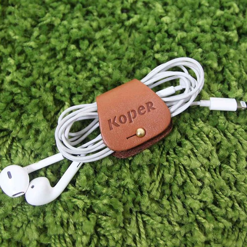 【手工皮革】耳机集线器-焦糖咖(MIT台湾制造) - 卷线器/电线收纳 - 真皮 咖啡色