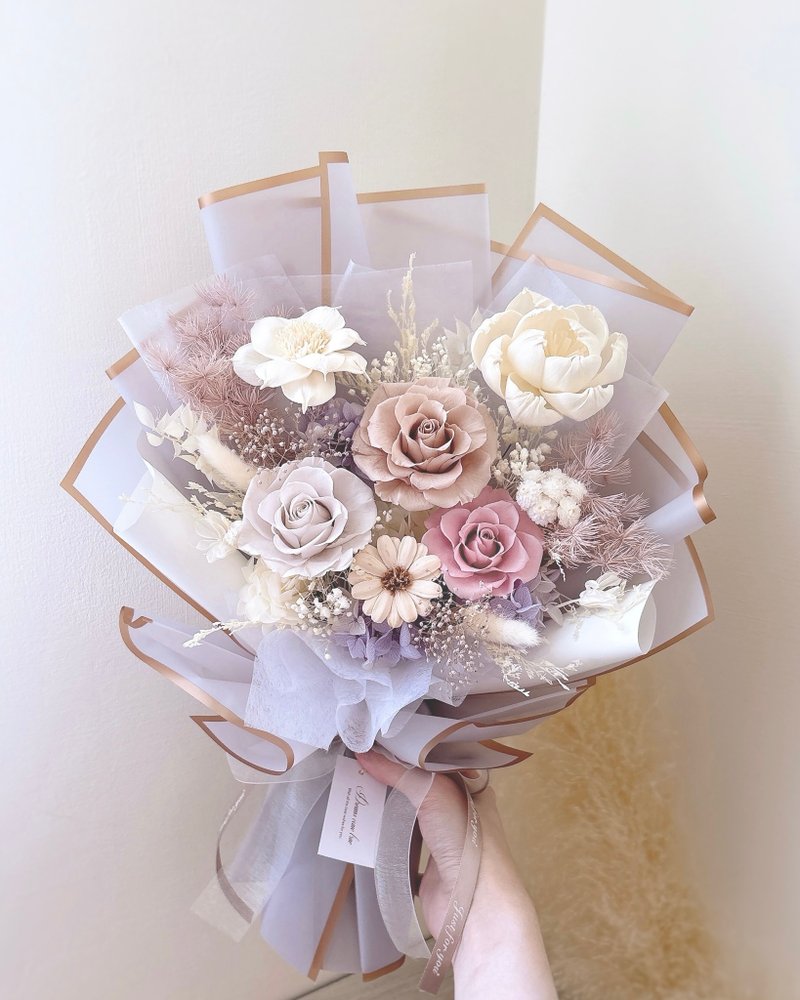 永生玫瑰花束-月白薰紫l 粉色永生玫瑰 粉紫色花束 情人节花束 - 干燥花/捧花 - 植物．花 紫色