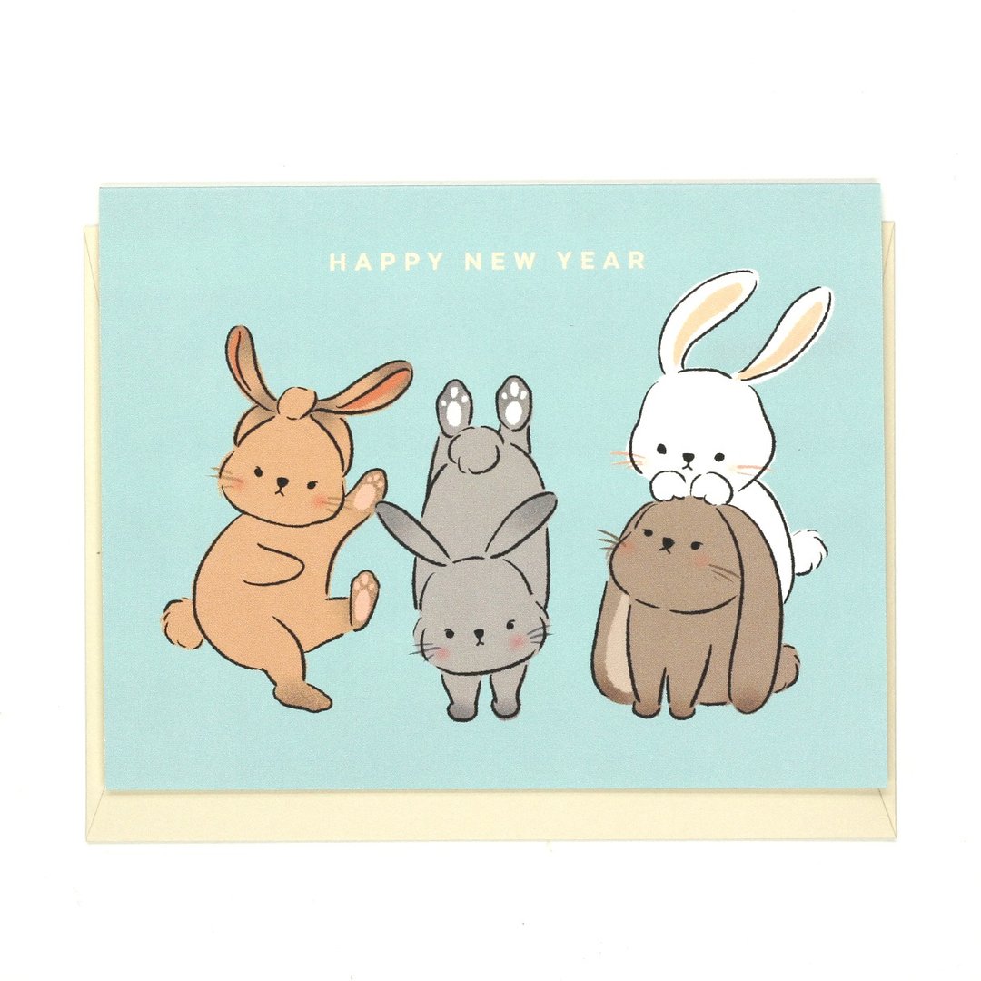 新年贺卡 蓝色兔子 - 卡片/明信片 - 纸 蓝色