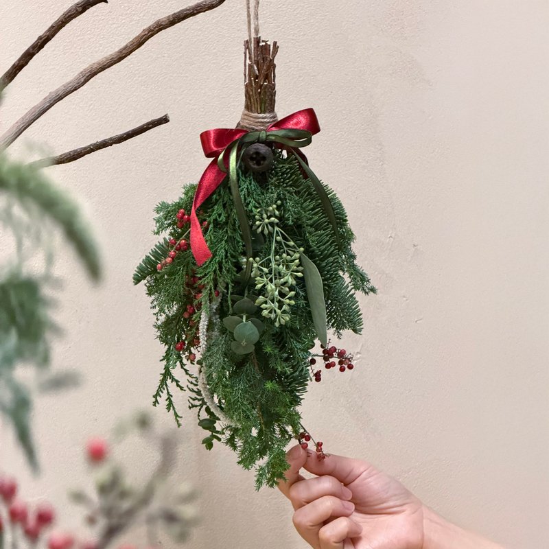 圣诞花圈 /挂束 - 香氛森林 / 新鲜花材可干燥 / 诺贝松 - 干燥花/捧花 - 植物．花 绿色