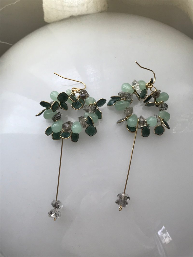 圣诞圈 耳环 / 耳夹可 树脂 矿石 赫基蒙钻 矿石 圣诞礼物 - 耳环/耳夹 - 树脂 绿色