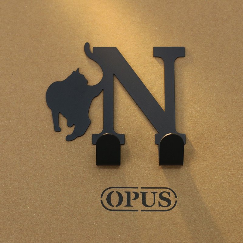 【OPUS东齐金工】当猫咪遇上字母N - 挂勾(黑)/壁饰挂勾/无痕 - 收纳用品 - 其他金属 黑色