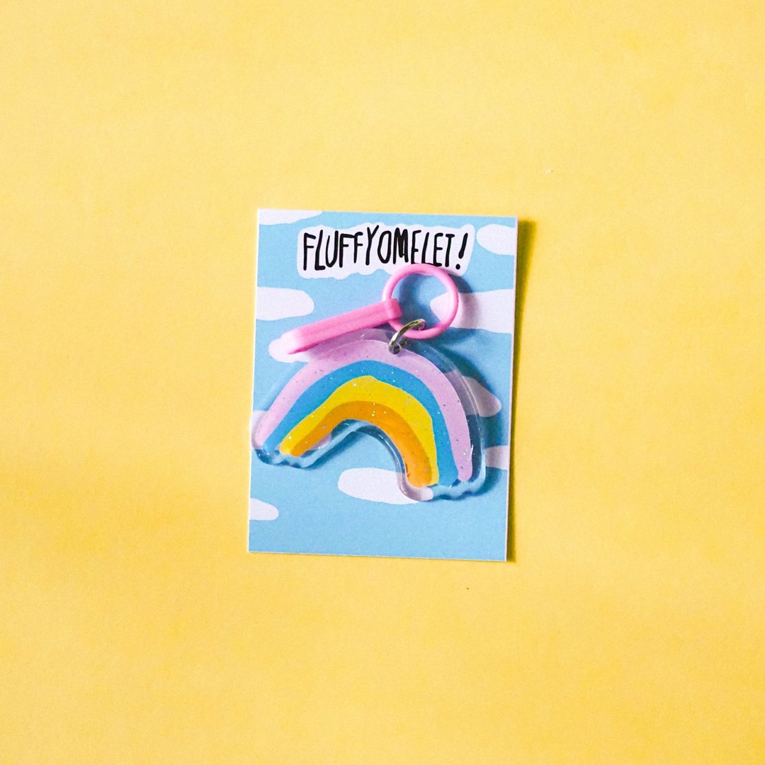 Keychain / Pin / Phone Grip "Pastel Rainbow" - 吊饰 - 压克力 多色