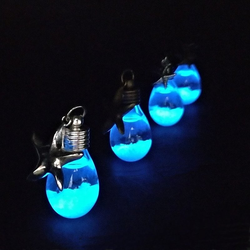 蓝眼泪 钥匙圈 手机吊饰 水滴 夜光瓶 梦幻浪漫 漂亮 海星 海洋 - 钥匙链/钥匙包 - 玻璃 蓝色