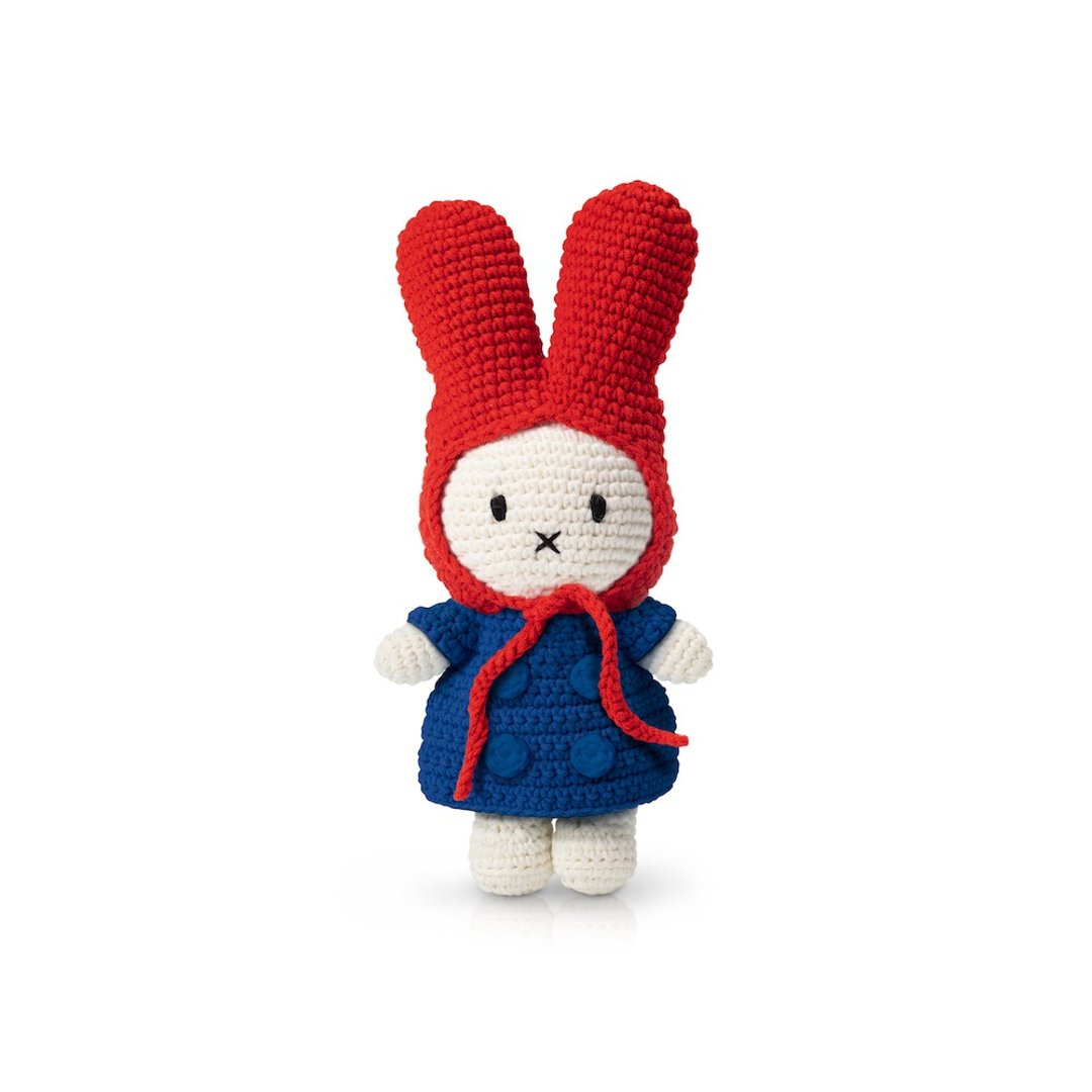 荷兰Miffy米飞兔【miffy蓝色大衣+红帽】手工纯棉疗愈安抚娃娃 - 玩偶/公仔 - 棉 蓝色