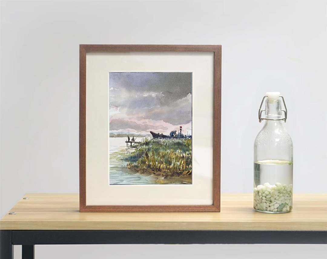 渔人 | 疗愈水彩系列 水彩原画 - 海报/装饰画/版画 - 纸 白色
