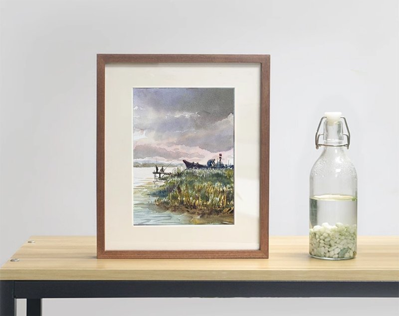 渔人 | 疗愈水彩系列 水彩原画 - 海报/装饰画/版画 - 纸 白色